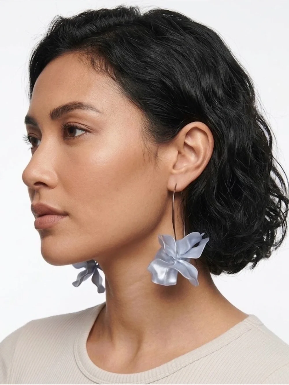 Blue Floral Resin Flower Handcrafted Drop Earrings – Statement Women’s Jewelry
